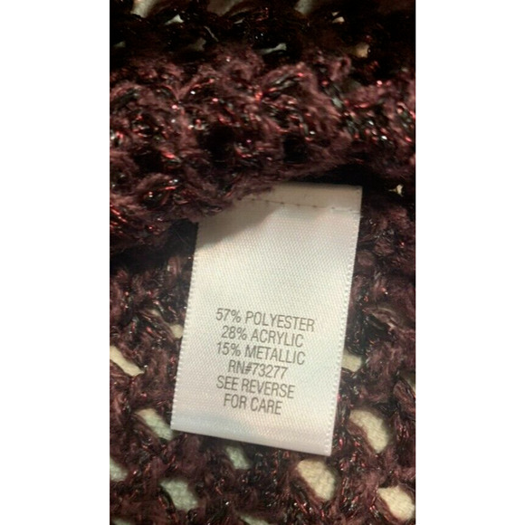 NWOT Apt 9 Sweater Womens Large L Burgundy Metallic Sparkle Pullover Sweater - Picture 5 of 9